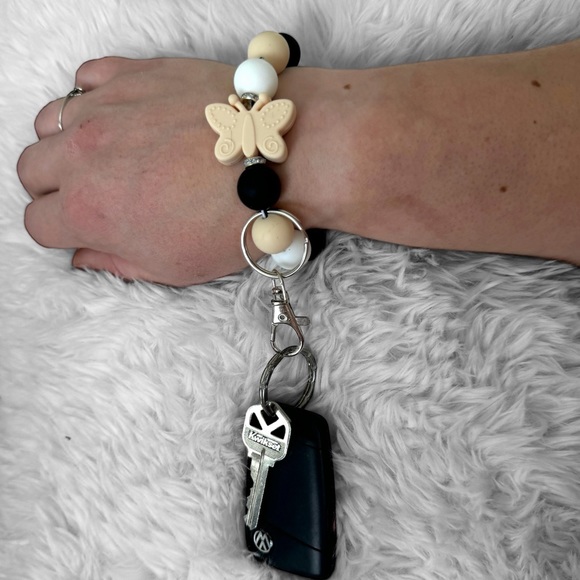 Butterfly Silicone wristlet keychain, 6 1/4 inch - Picture 3 of 4